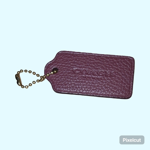 Coach Handbags - Coach Plum Leather Keychain with Gold Chain